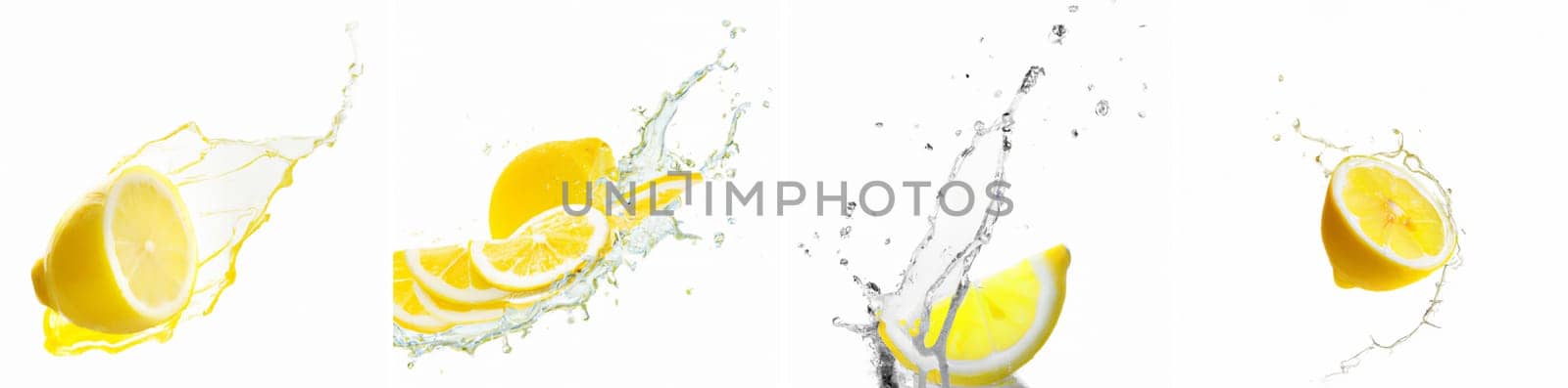 Fresh lemon water splash isolated white background