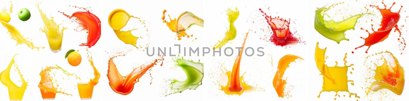 Fruit juice splash isolated on white background