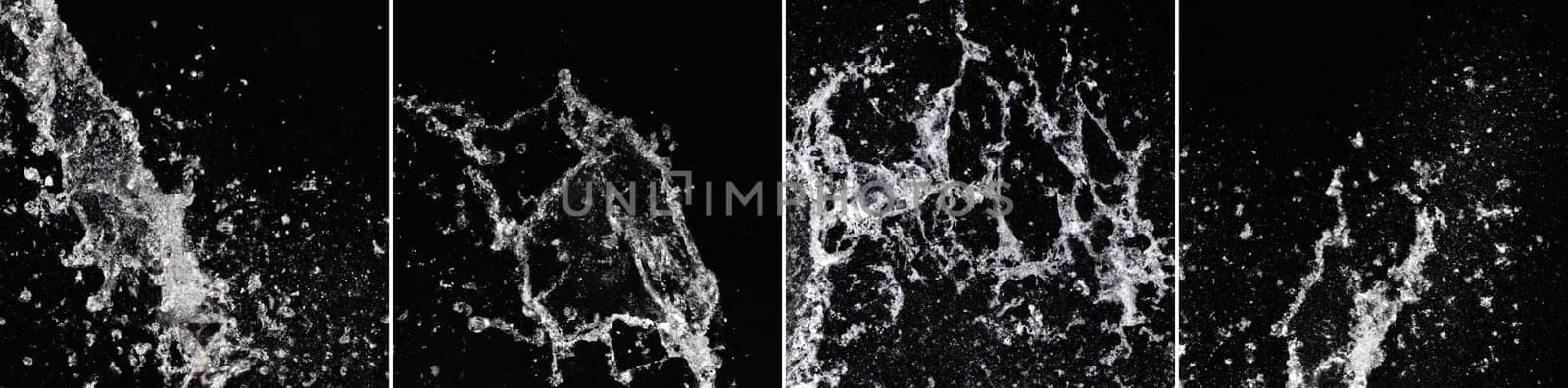 Water splash isolated on black background