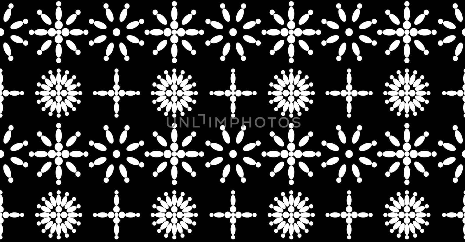 Black and white floral seamless pattern