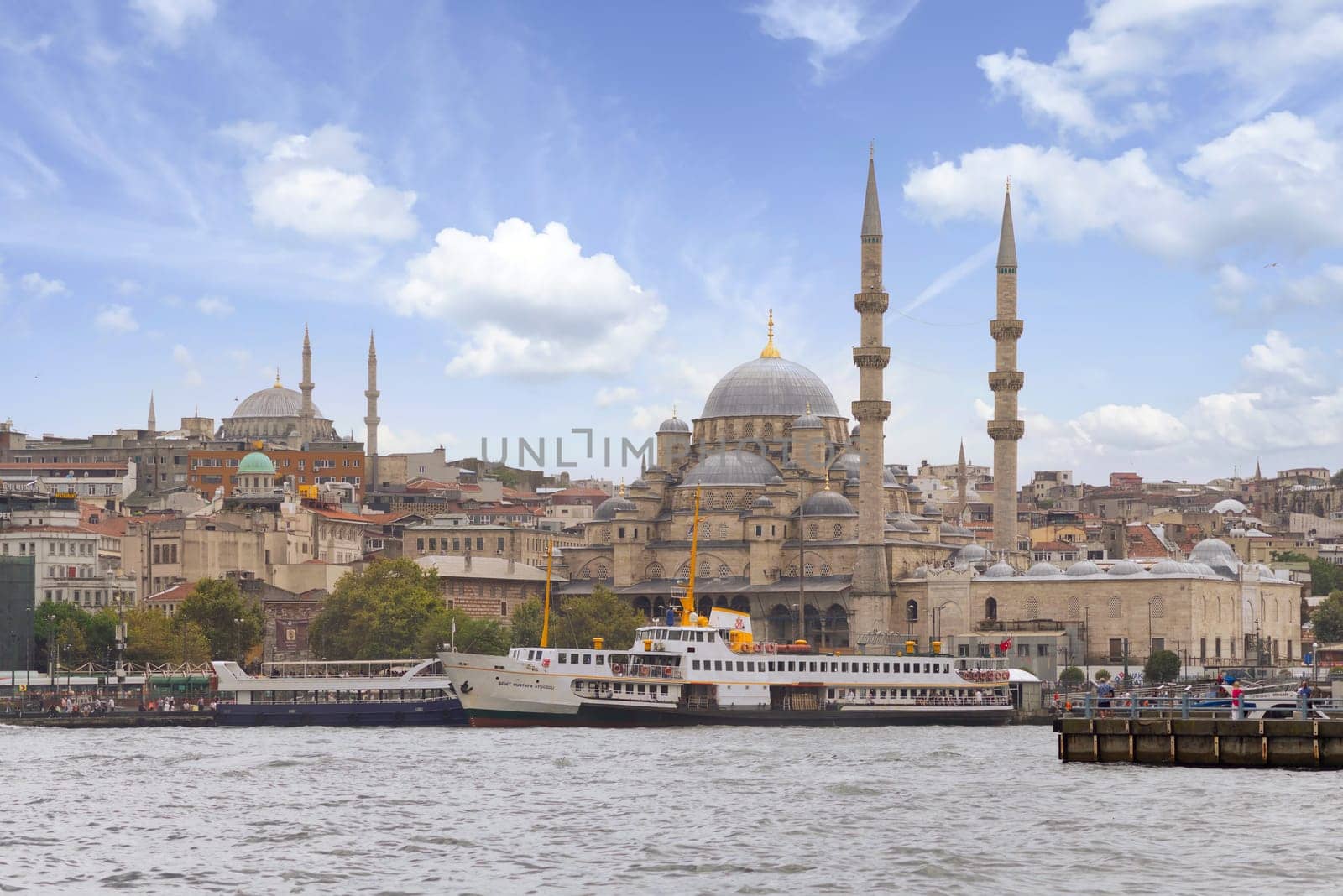 Istanbul city view from Golden Horn overlooking Rustem Pasha Mosque, Istanbul, Turkey