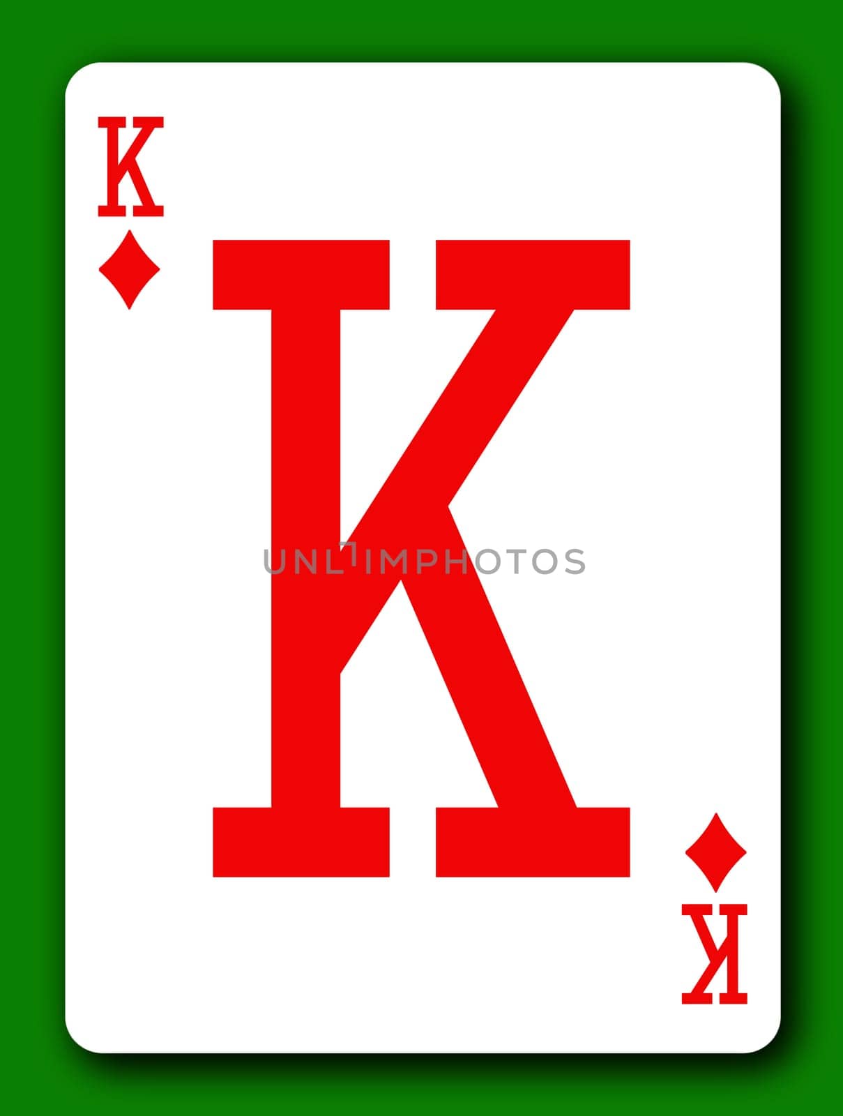 A King of Diamonds playing card with clipping path to remove background and shadow 3d illustration