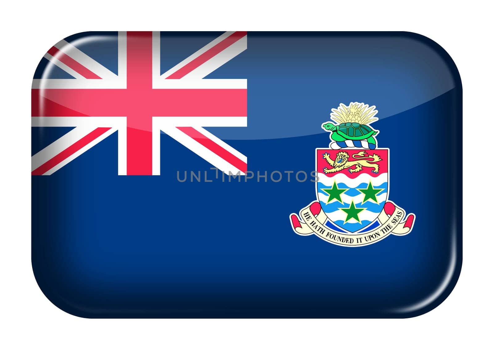 A Cayman Islands web icon rectangle button with clipping path 3d illustration