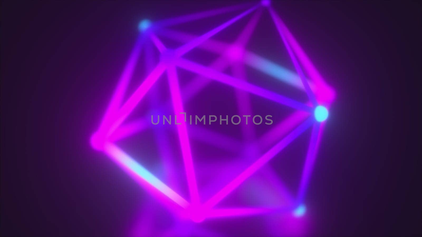 Neon molecular atom. Computer generated 3d render