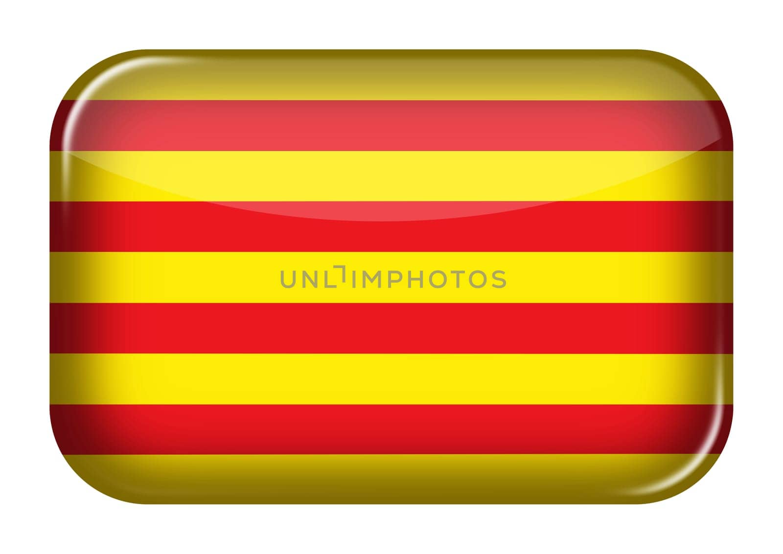 A Catalonia web icon rectangle button with clipping path 3d illustration