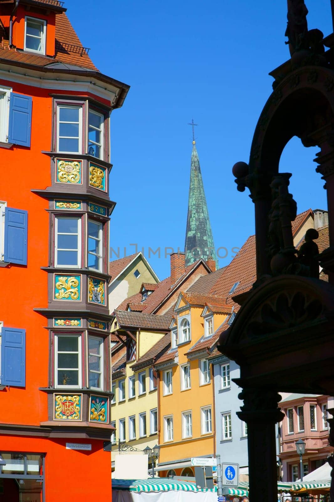 Old house facades in the town of Rottweil in Baden-Württemberg