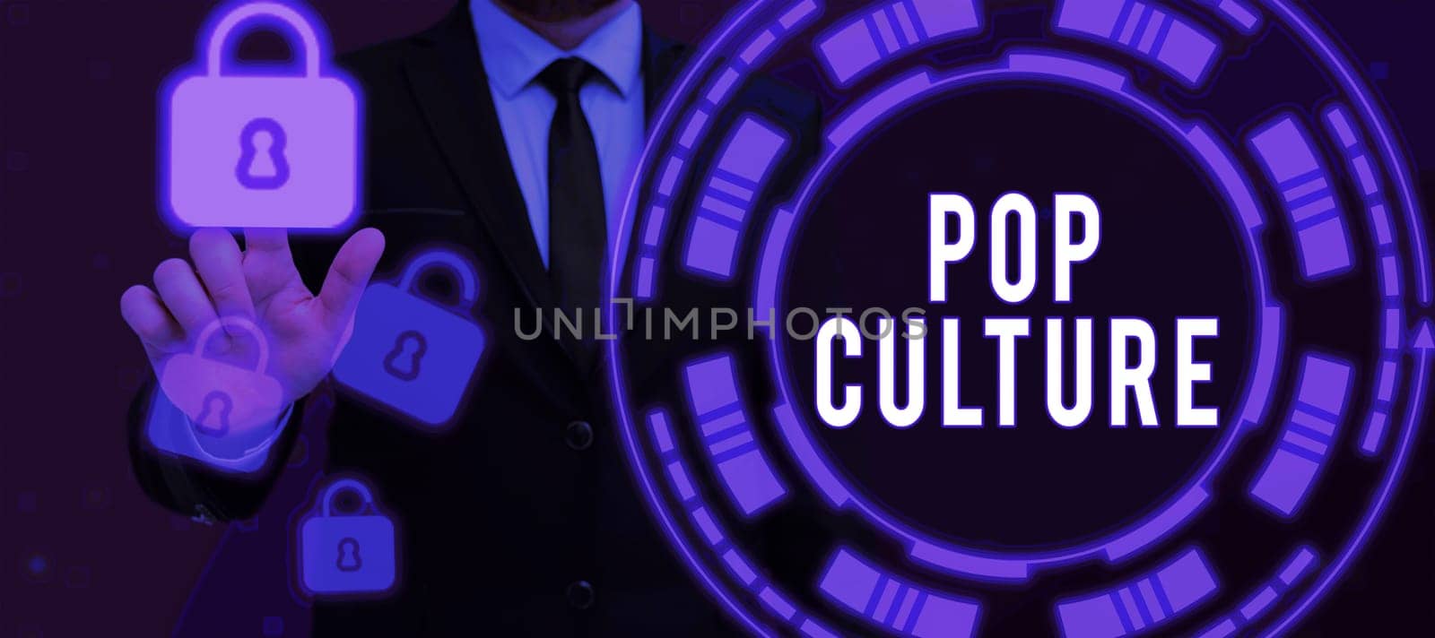 Conceptual display Pop Culture, Internet Concept describes the lifestyle and tastes of the majority of mostly younger people