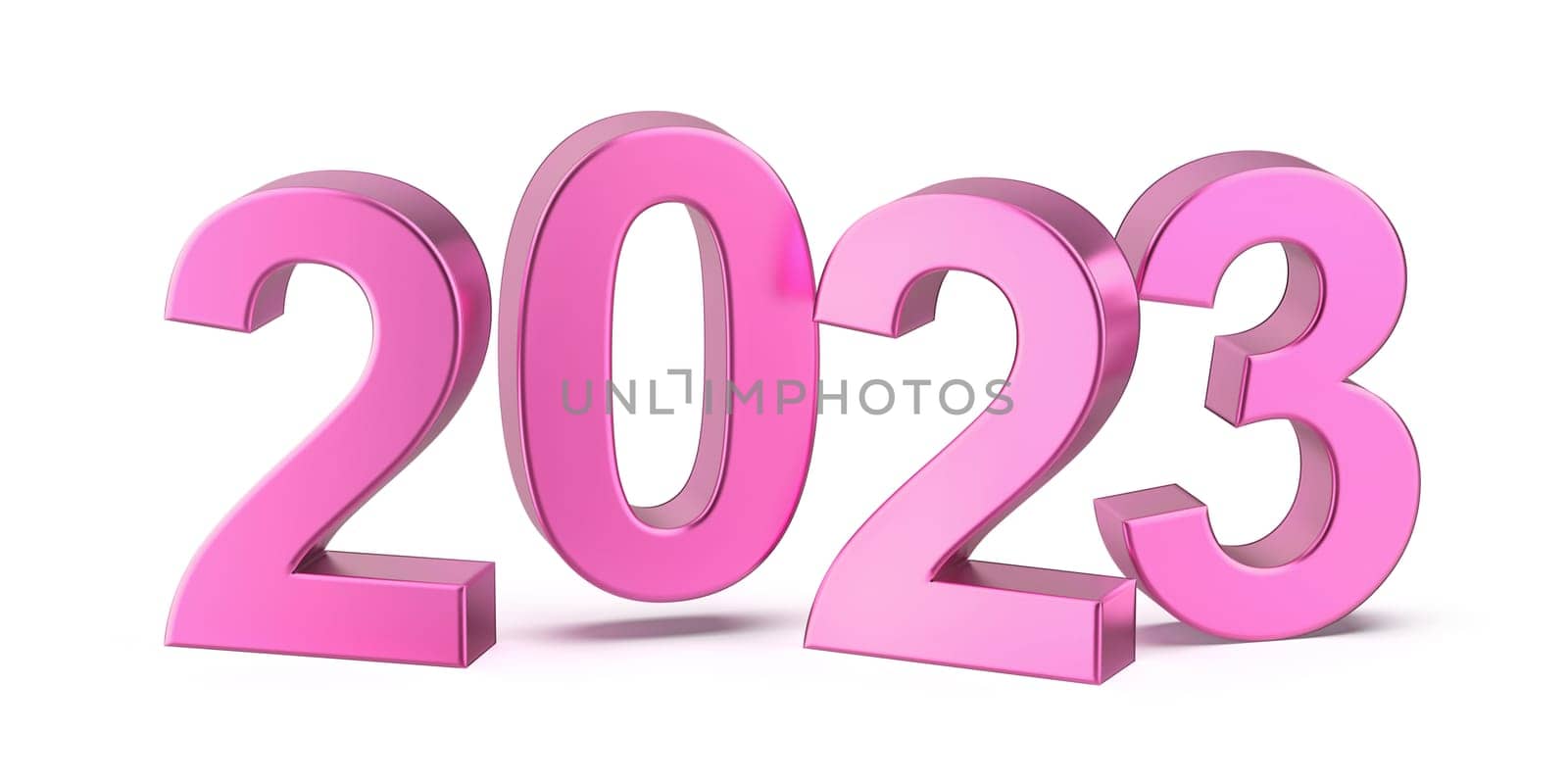 Happy New Year 2023, concept image with metal pink numbers