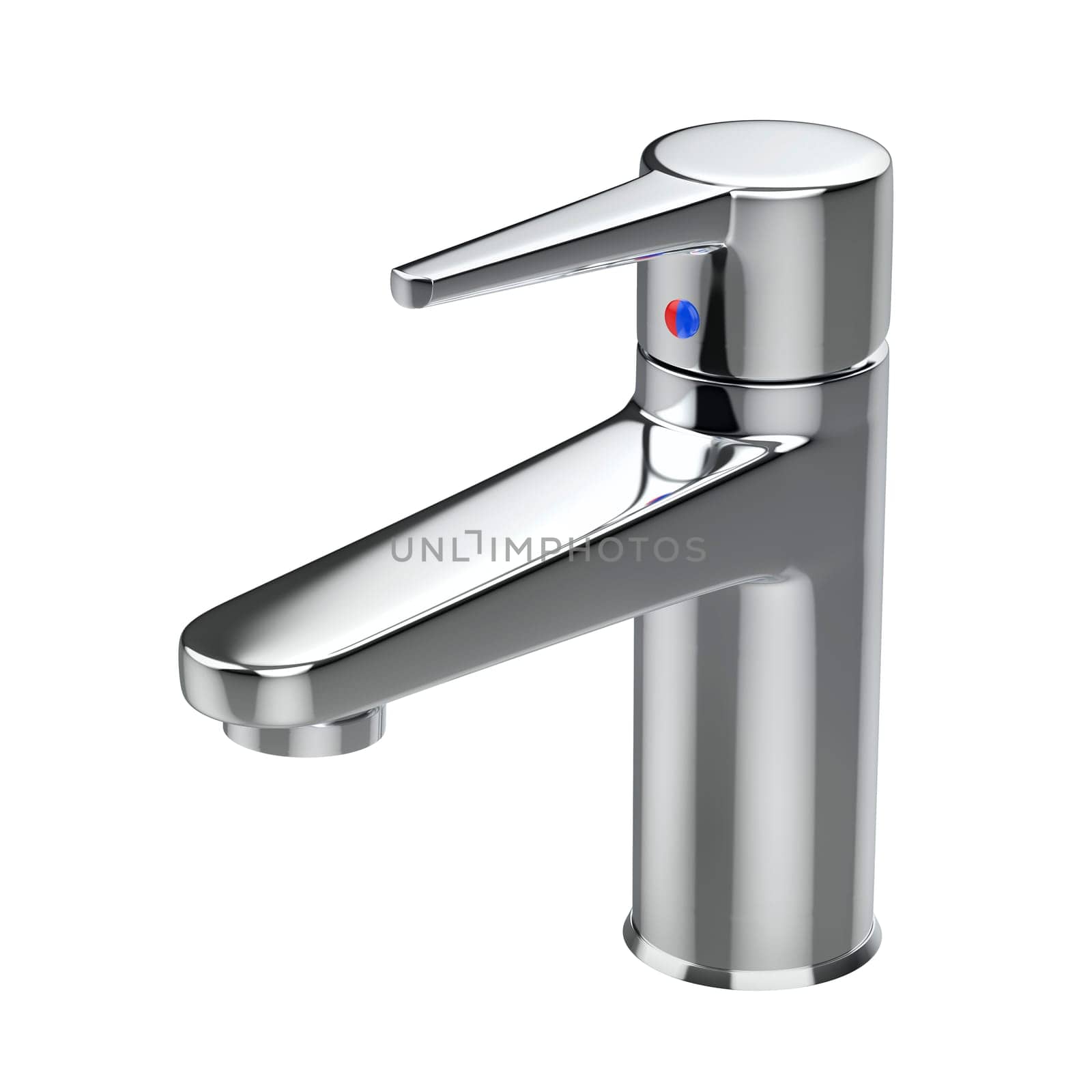 Silver bathroom faucet isolated on white background