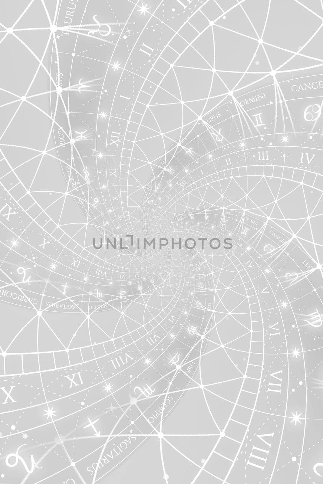 Abstract old conceptual background on mysticism, astrology, fantasy - white