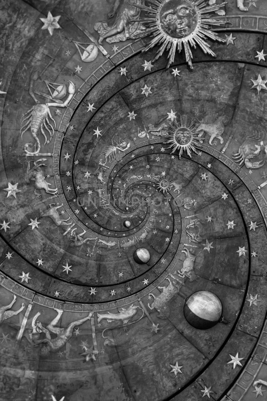 Zodiac Signs Horoscope background. Concept for fantasy and mystery - black