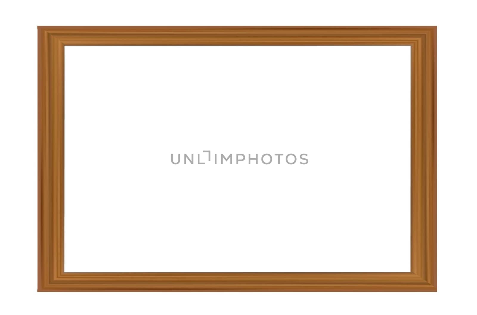 Wooden frame on a white background. Background with copy space. Vector image.