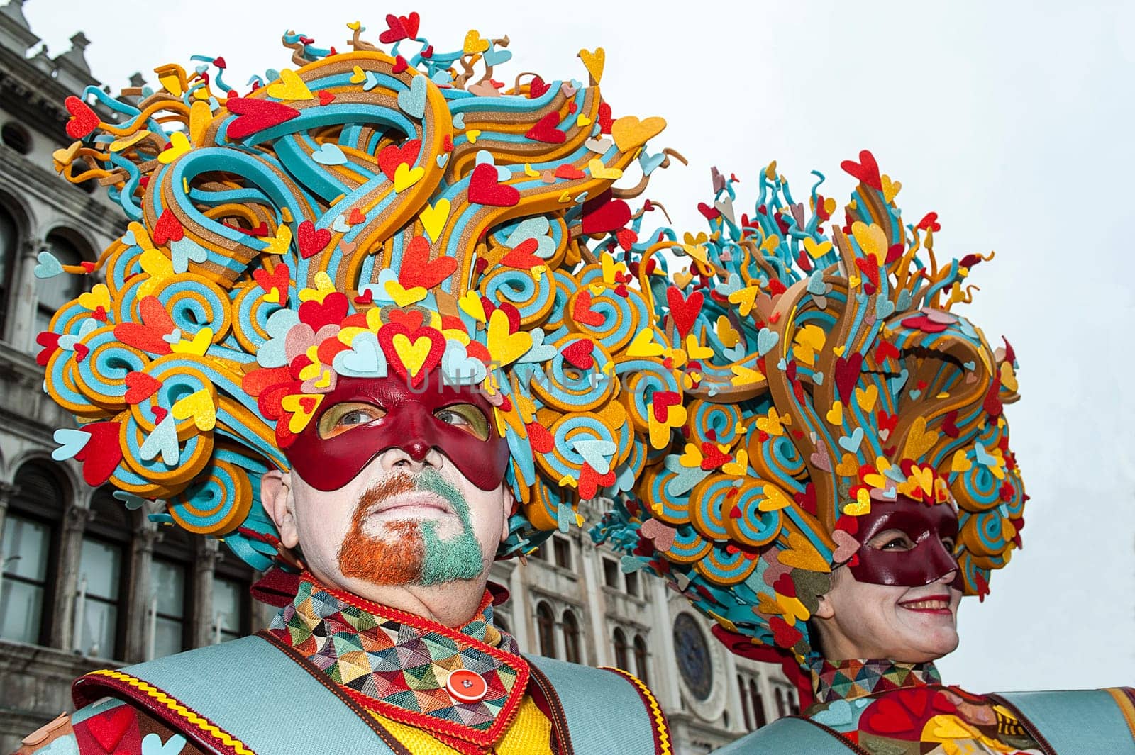 VENICE, ITALY - Febrary 7 2018: The masks of the Venice carnival 2018