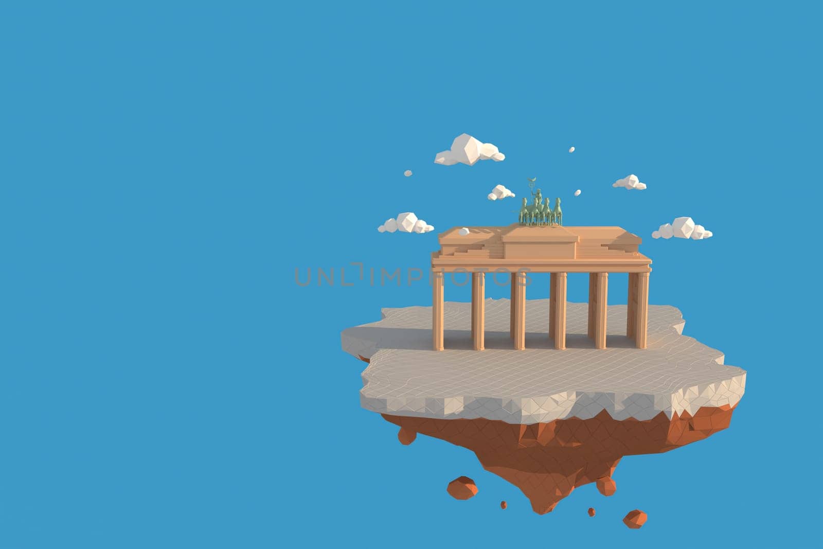 3D illustrator Berlin, Germany. 3d rendering Low Polygon Geometry Background. Abstract Polygonal Geometric Shape. Lowpoly Minimal Style Art.