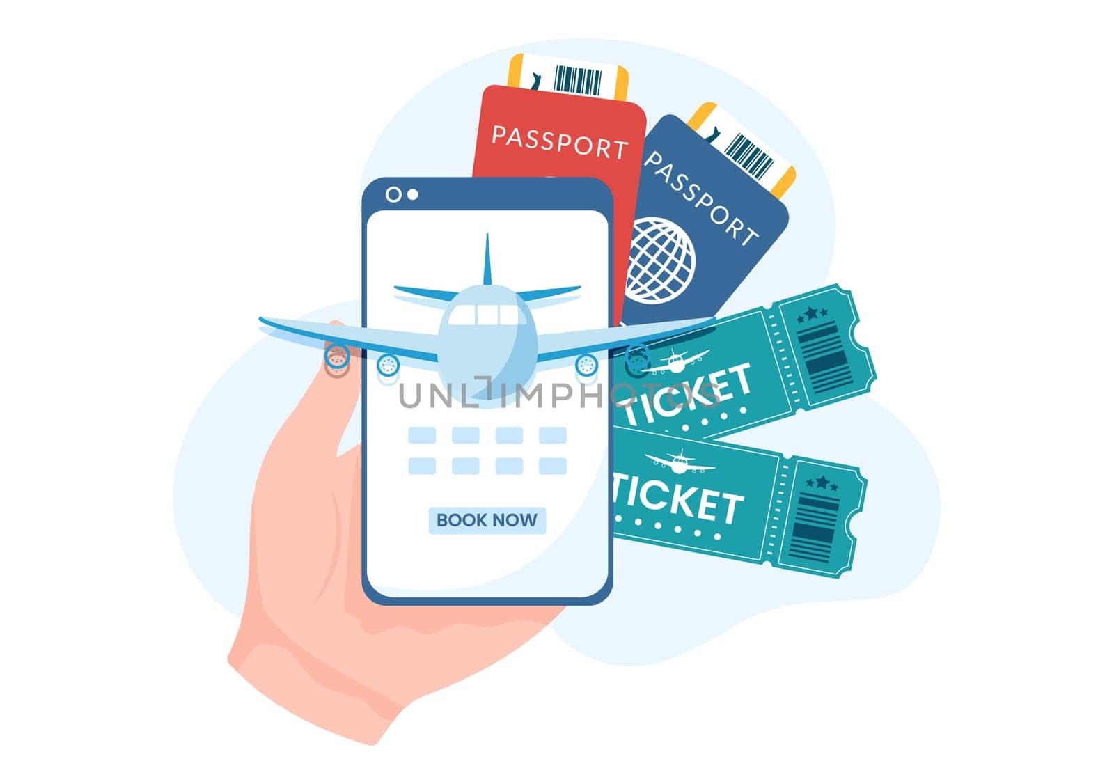 Online Travel Ticket Store Through transportation and Journey Provider App for Booking in Flat Cartoon Hand Drawn Template Illustration