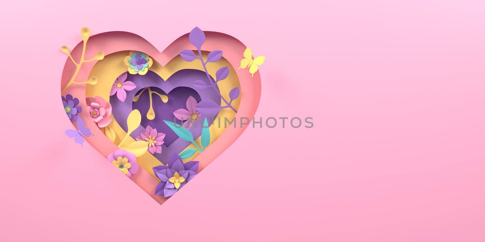 Valentine's Day and Mother's Day greeting card, 3D rendering of celebrations on special days.