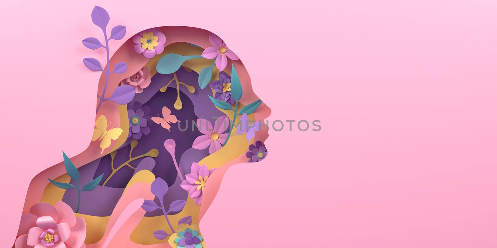 Mother's Day greeting card, 3D rendering of celebrations on special days.