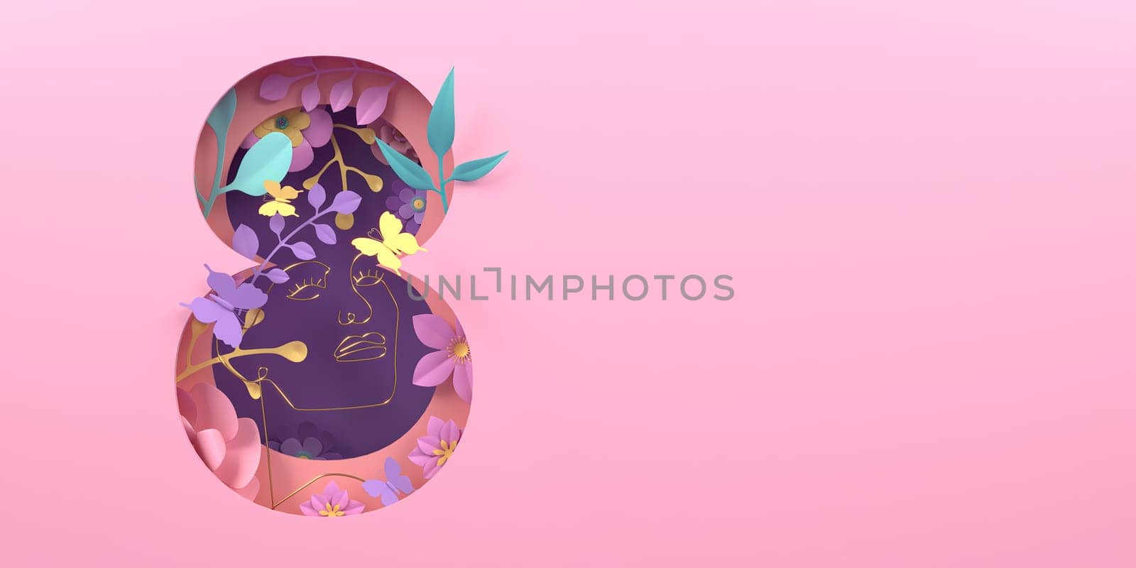 Mother's Day greeting card, 3D rendering of celebrations on special days.