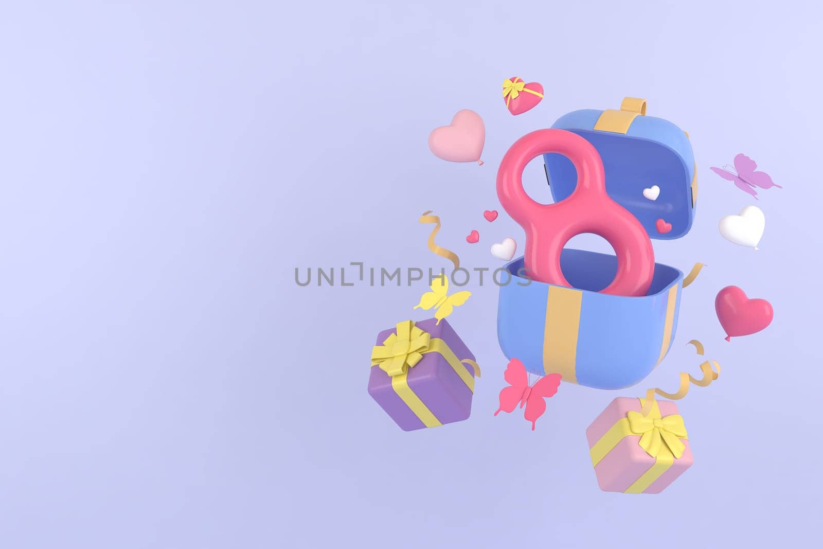 Mother's Day greeting card, 3D rendering of celebrations on special days.
