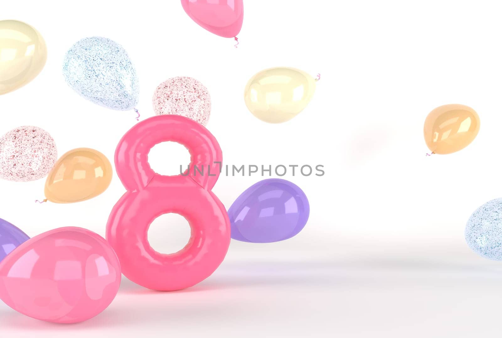Mother's Day greeting card, 3D rendering of celebrations on special days.