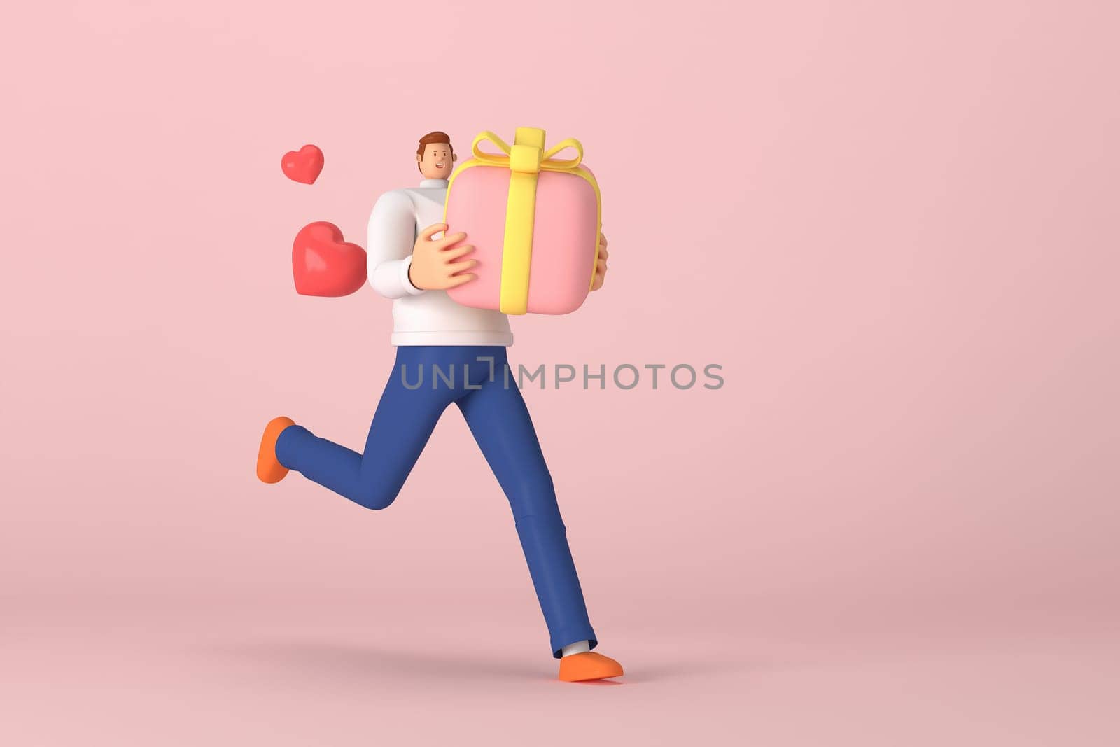 3d character in the festival of Valentine's Day. 3d rendering of graphic resourse.
