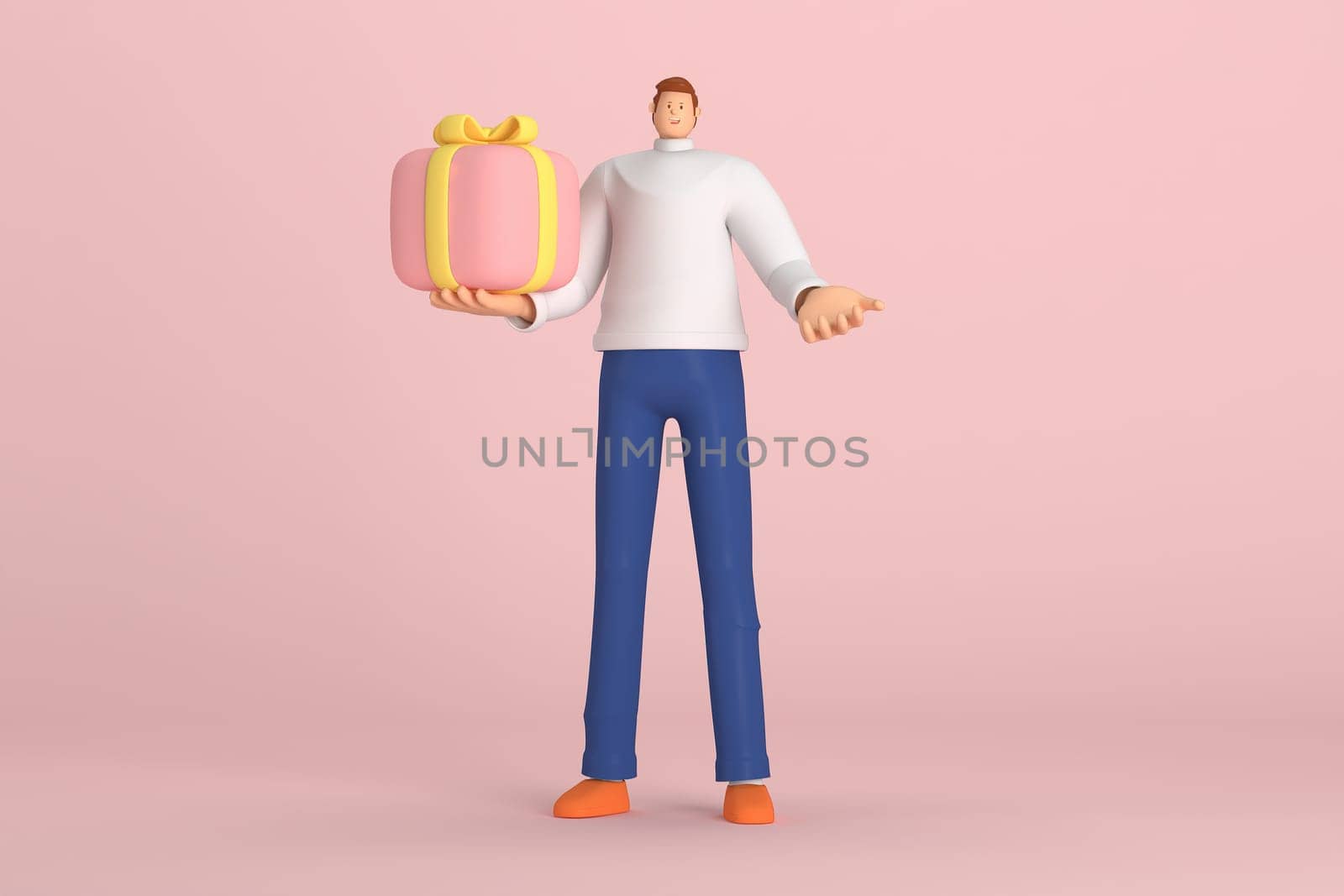3d character in the festival of Valentine's Day. 3d rendering of graphic resourse.