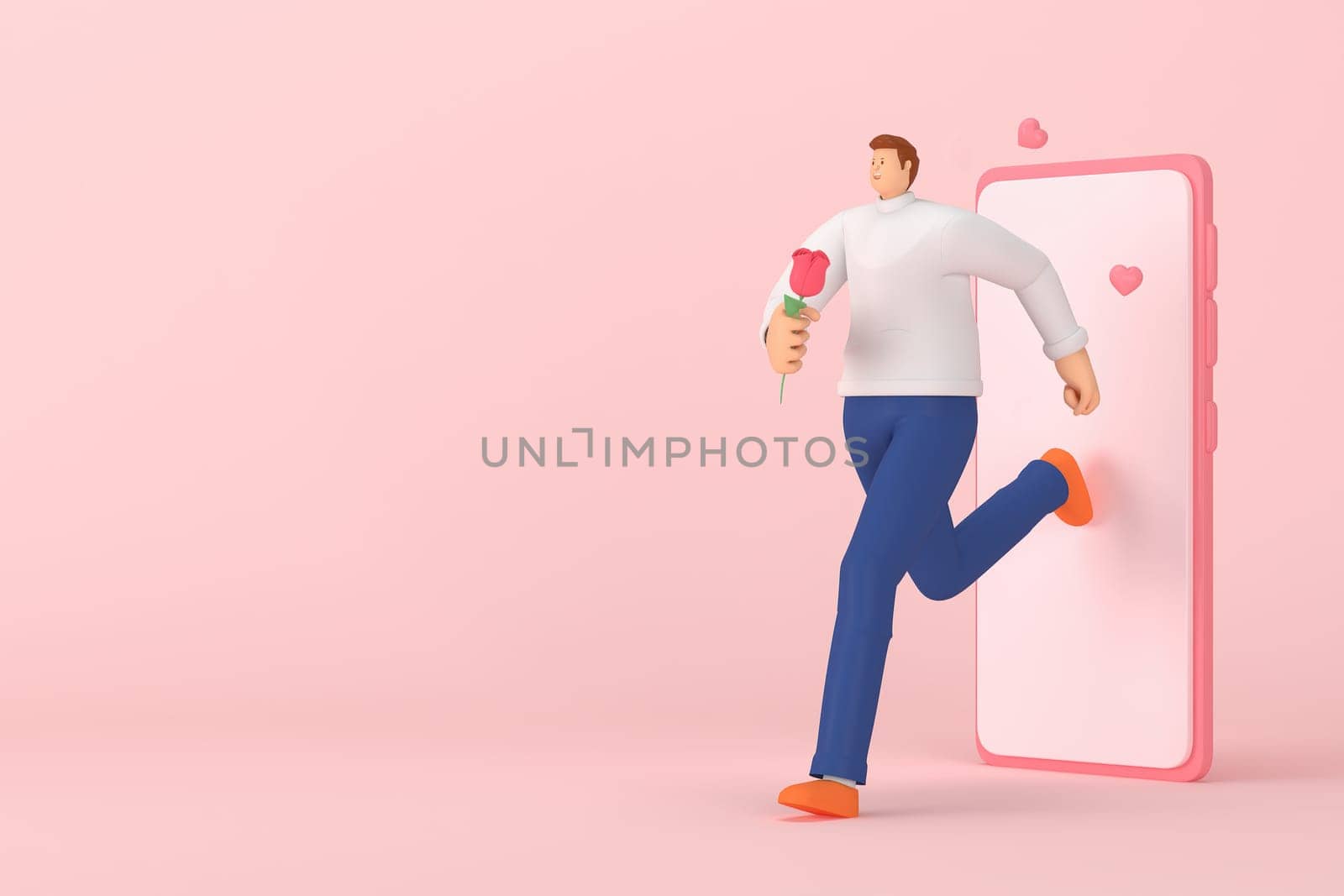 3d character in the festival of Valentine's Day. 3d rendering of graphic resourse.