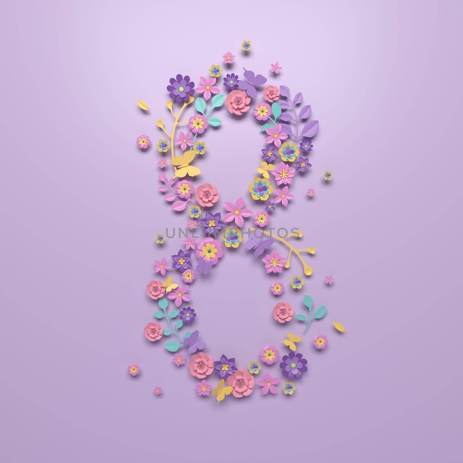 Mother's Day greeting card, 3D rendering of celebrations on special days.