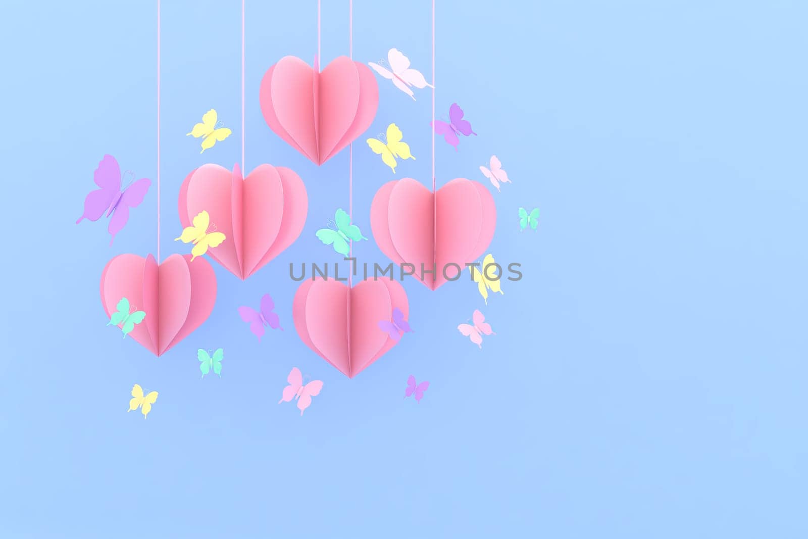 Valentine's Day and Mother's Day greeting card, 3D rendering of celebrations on special days.