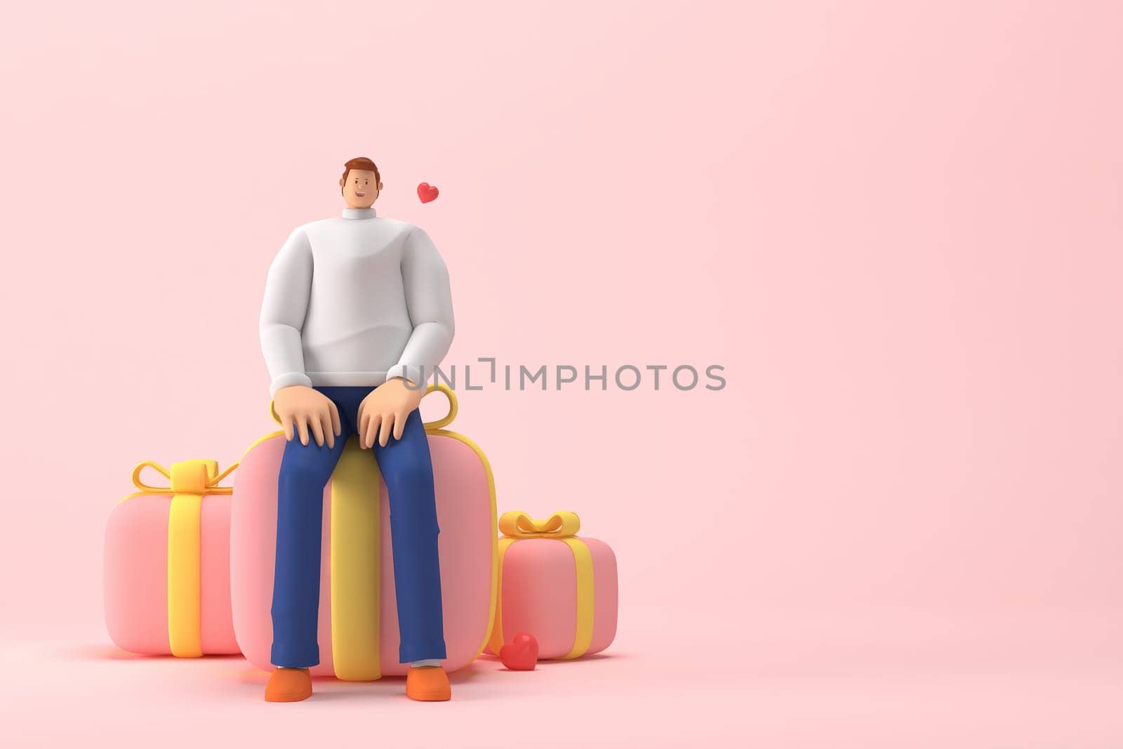 3d character in the festival of Valentine's Day. 3d rendering of graphic resourse.