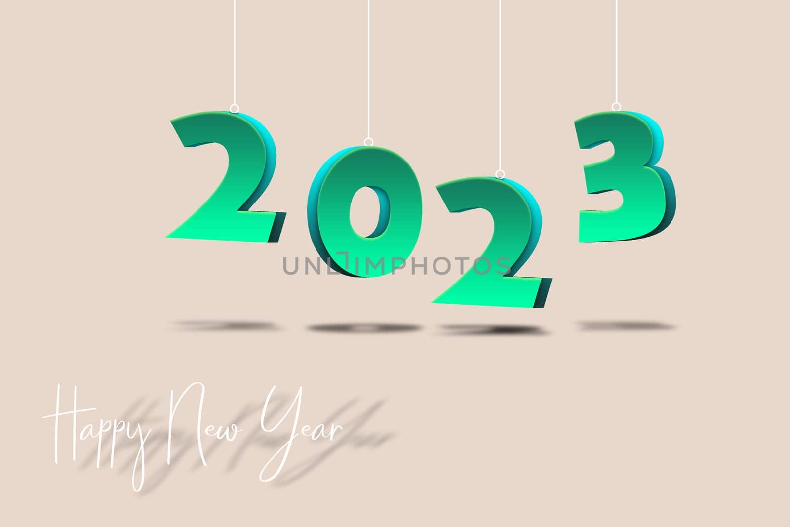 3D illustration concept New Year 2023 background design. Greeting Card, Banner, Poster.