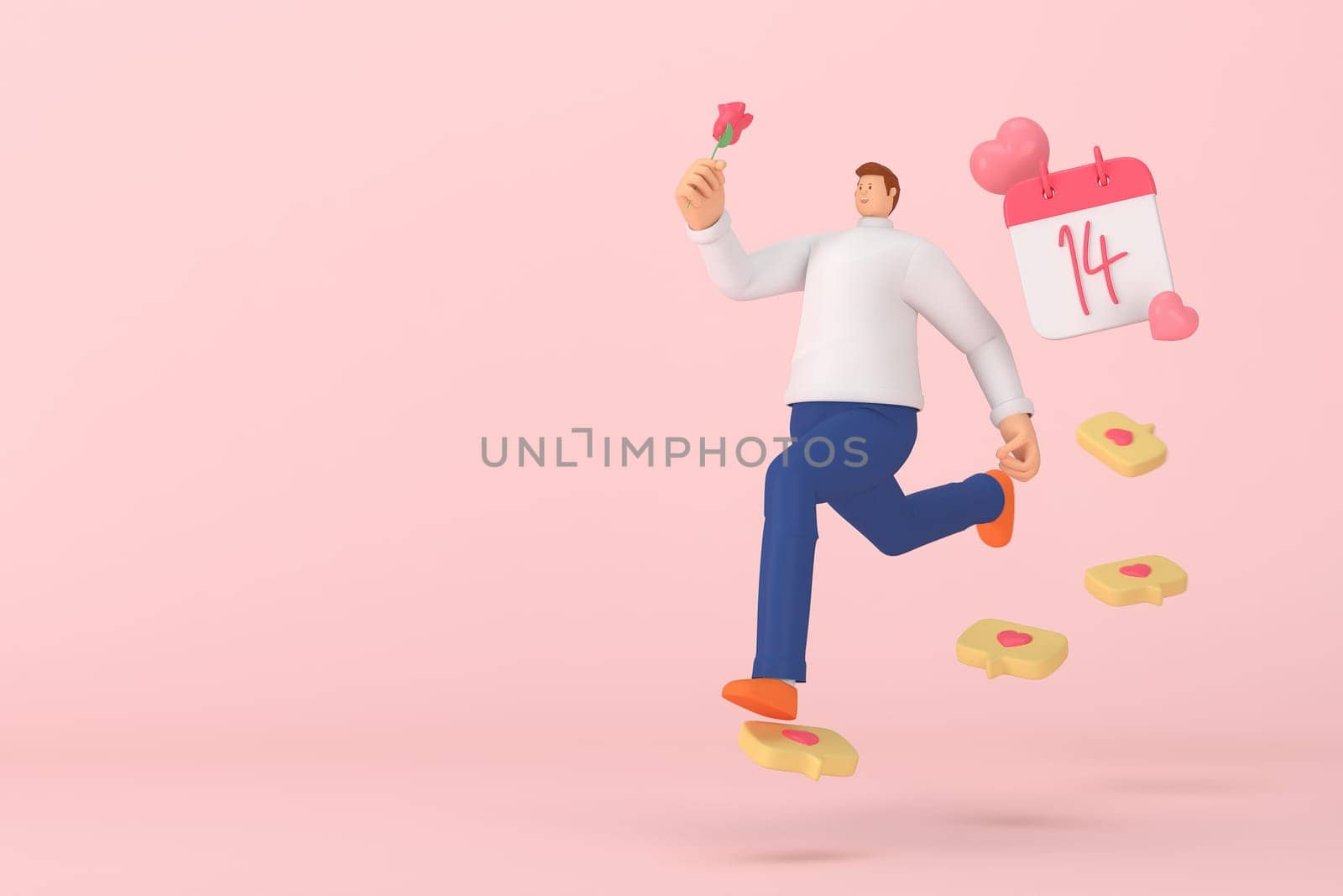 3d character in the festival of Valentine's Day. 3d rendering of graphic resourse.