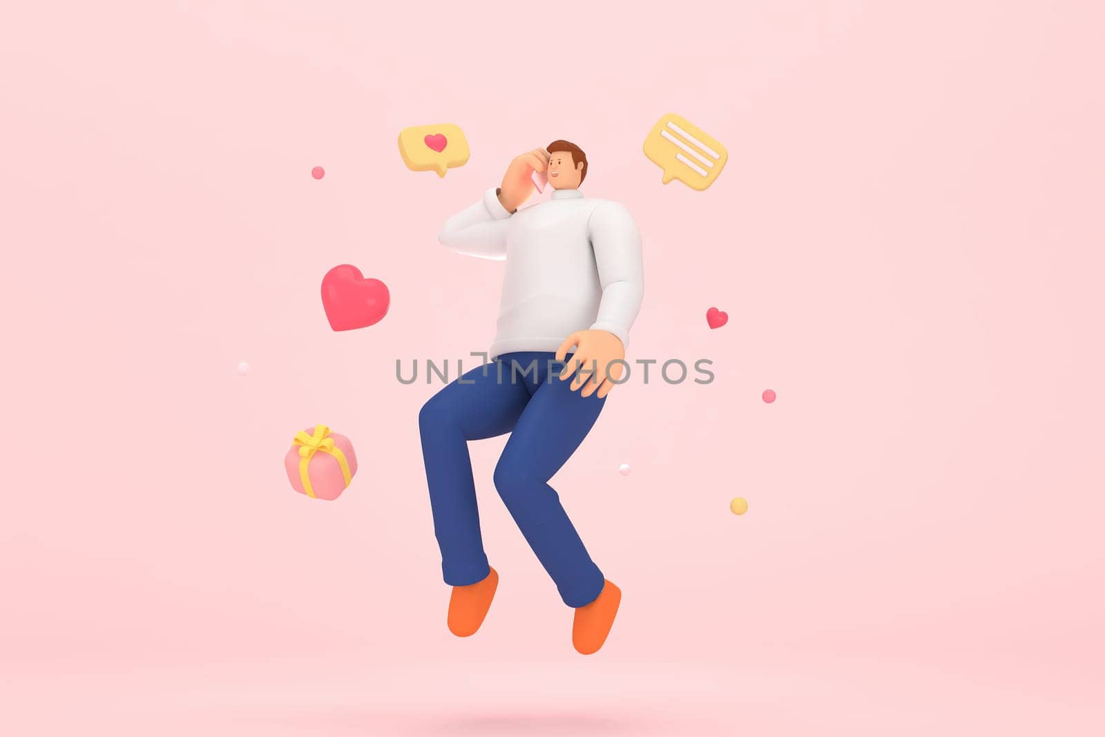 3d character in the festival of Valentine's Day. 3d rendering of graphic resourse.