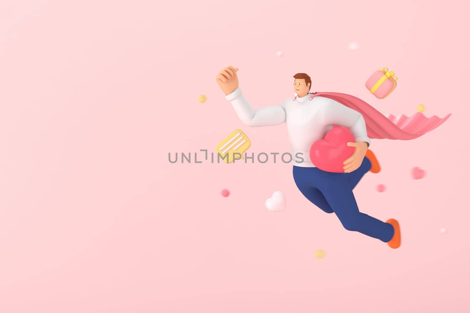 3d character in the festival of Valentine's Day. 3d rendering of graphic resourse.
