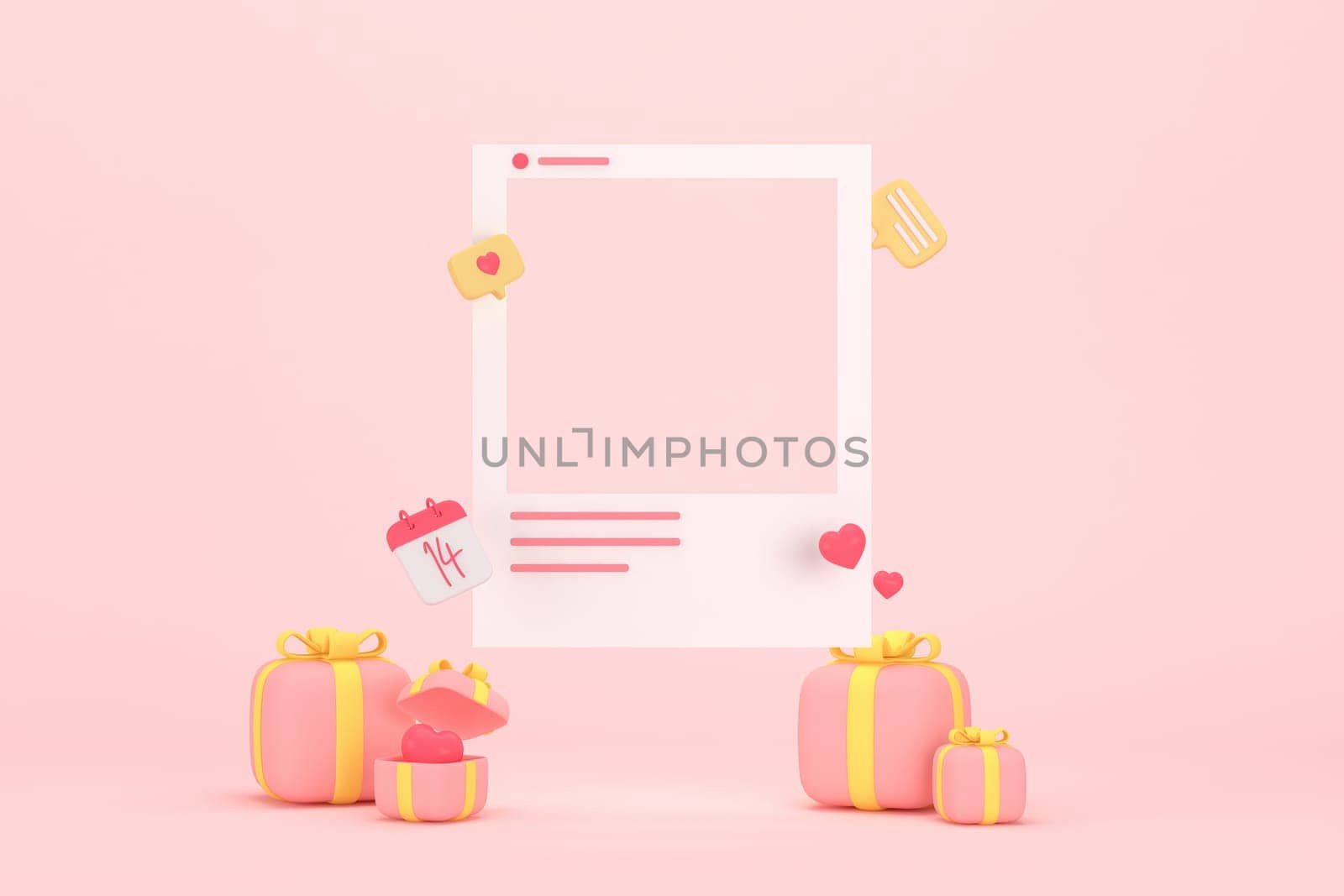 3d graphic in the festival of Valentine's Day. 3d rendering of graphic resourse.