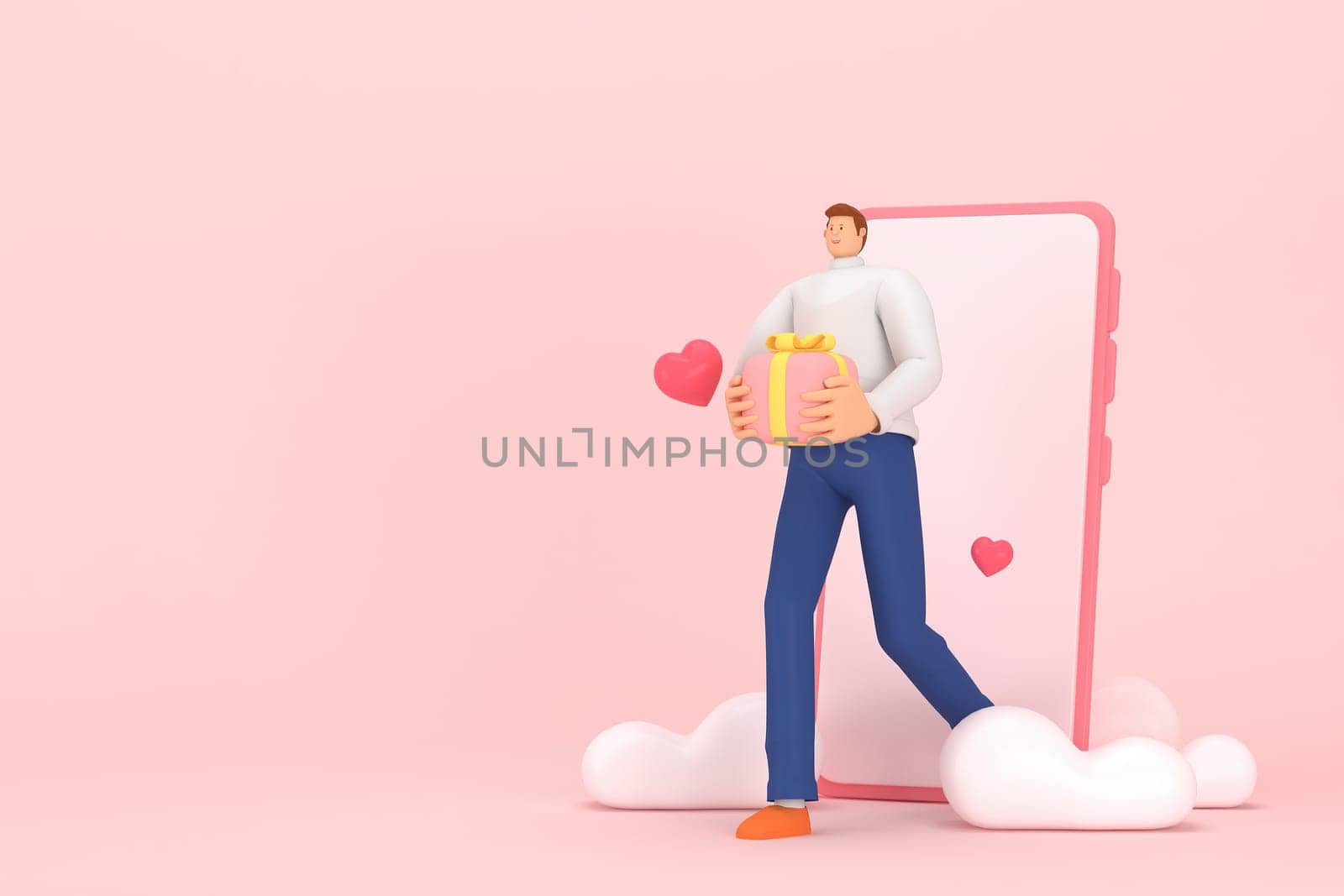 3d character in the festival of Valentine's Day. 3d rendering of graphic resourse.