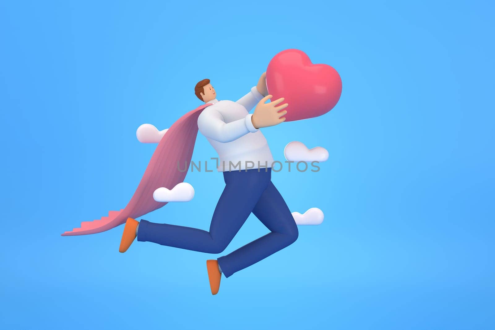 3d character in the festival of Valentine's Day. 3d rendering of graphic resourse.
