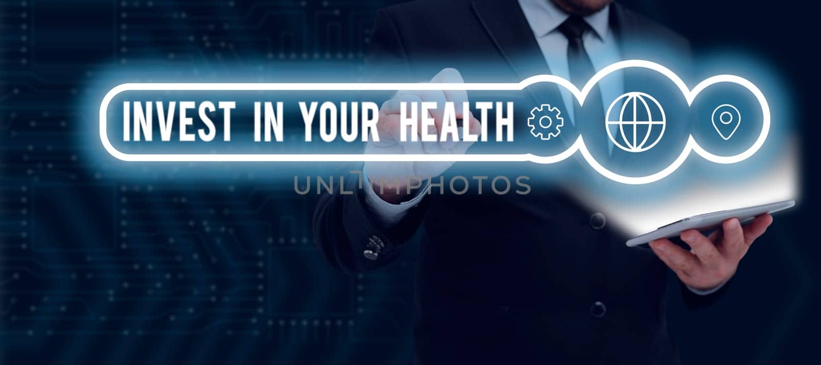 Text caption presenting Invest In Your Health, Business concept Live a Healthy Lifestyle Quality Food for Wellness