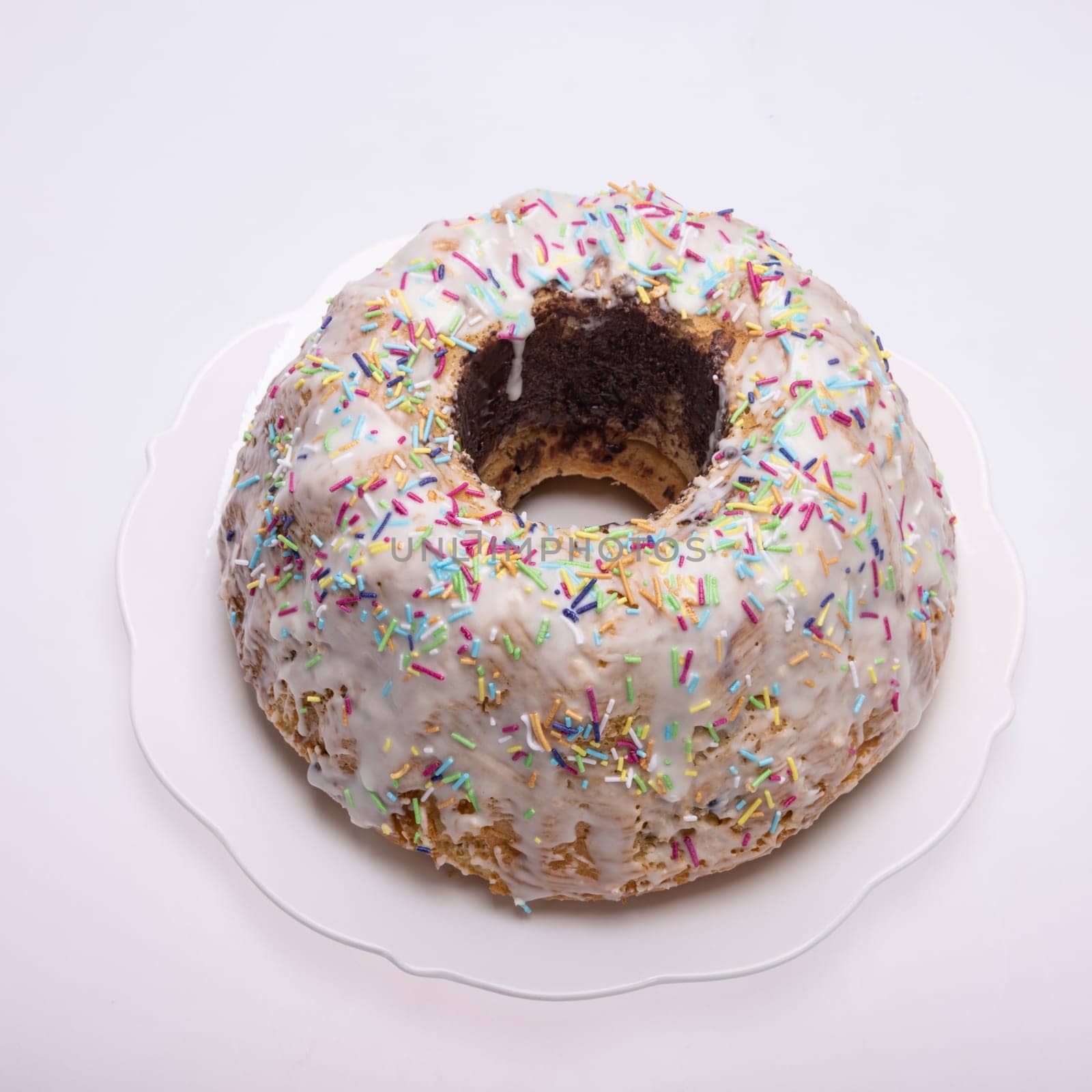 Traditional Ukrainian Easter Cake Kulich or Orthodox Christian Easter Bread.