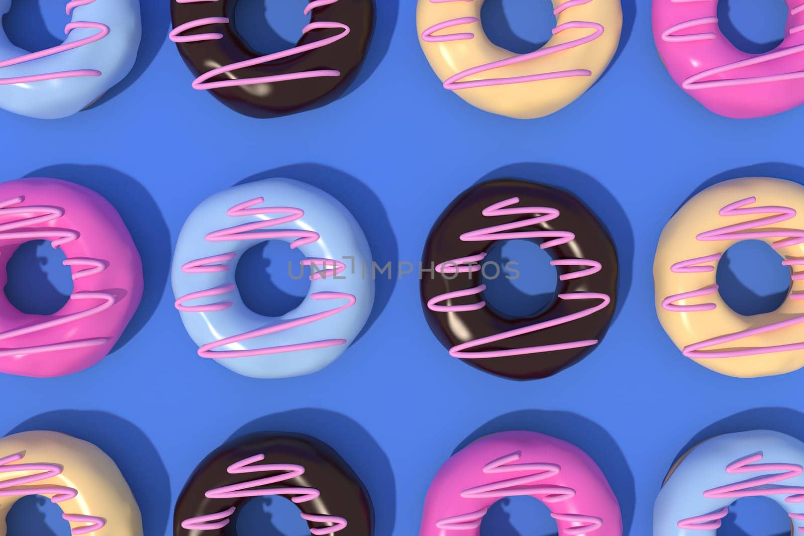 3d illustration of donut sweets For the holidays, New Year and Christmas.