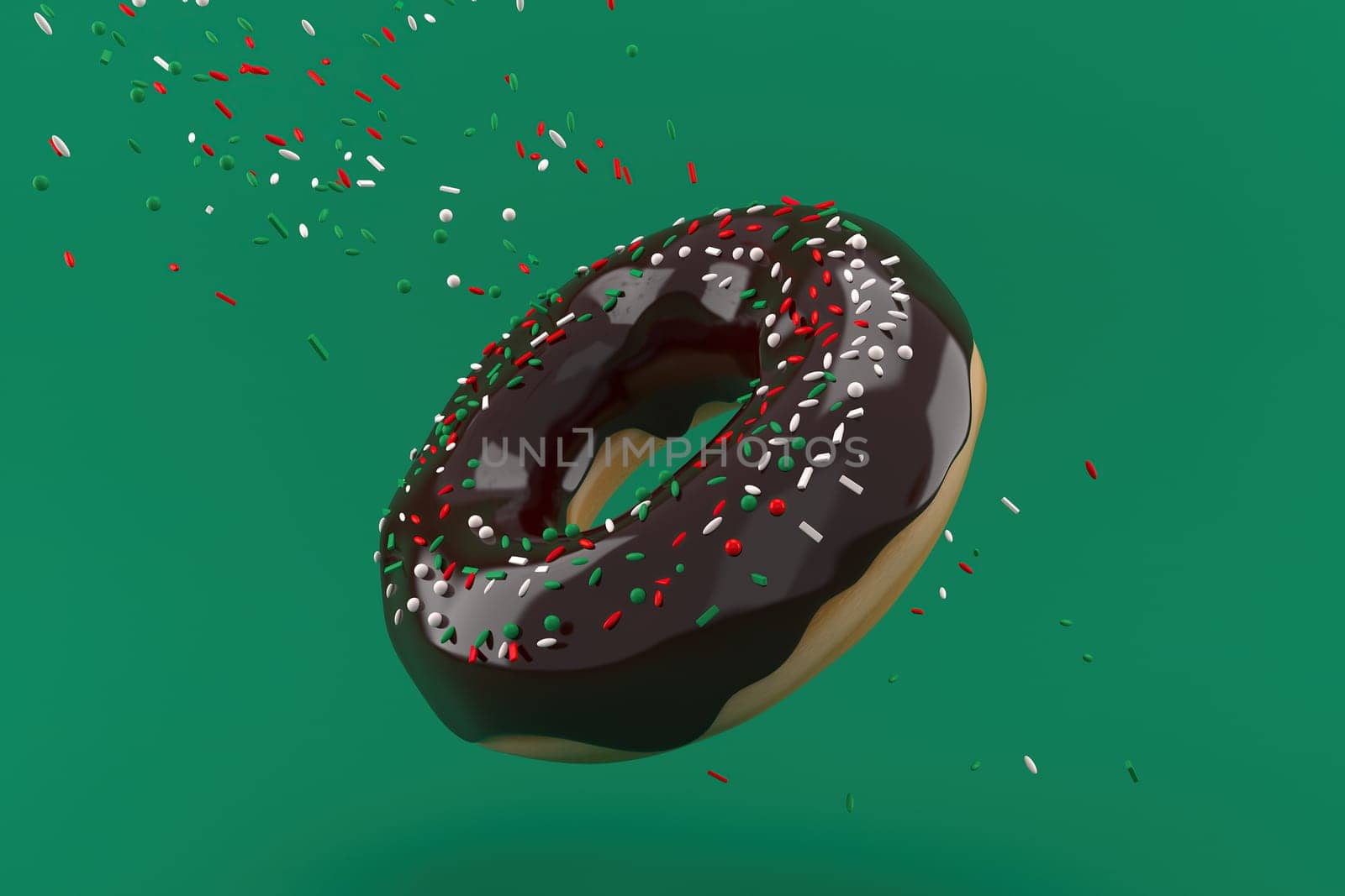 3d illustration of donut sweets For the holidays, New Year and Christmas.