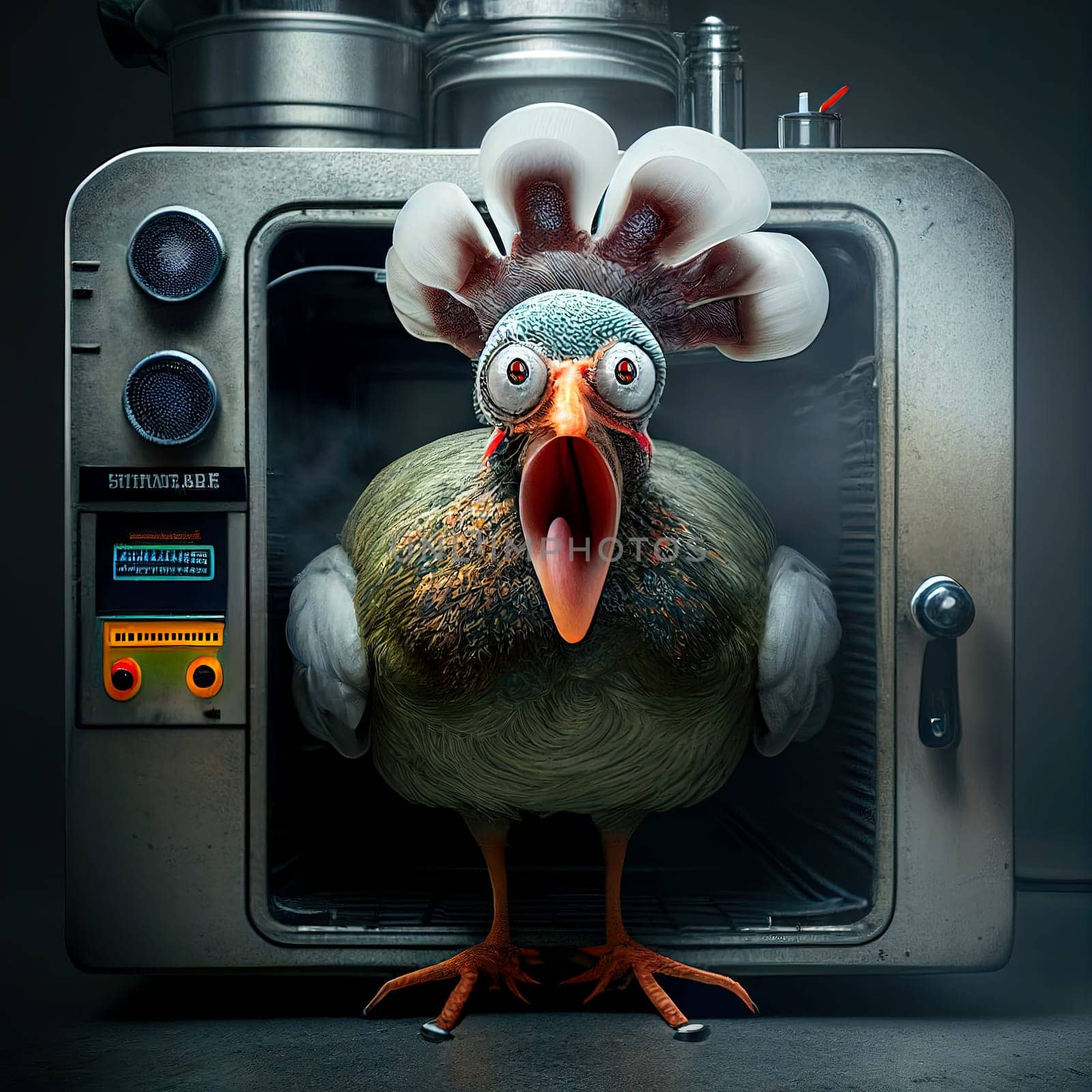 Colourful Shocked Christmas Turkey Surreal Generative AI Illustration