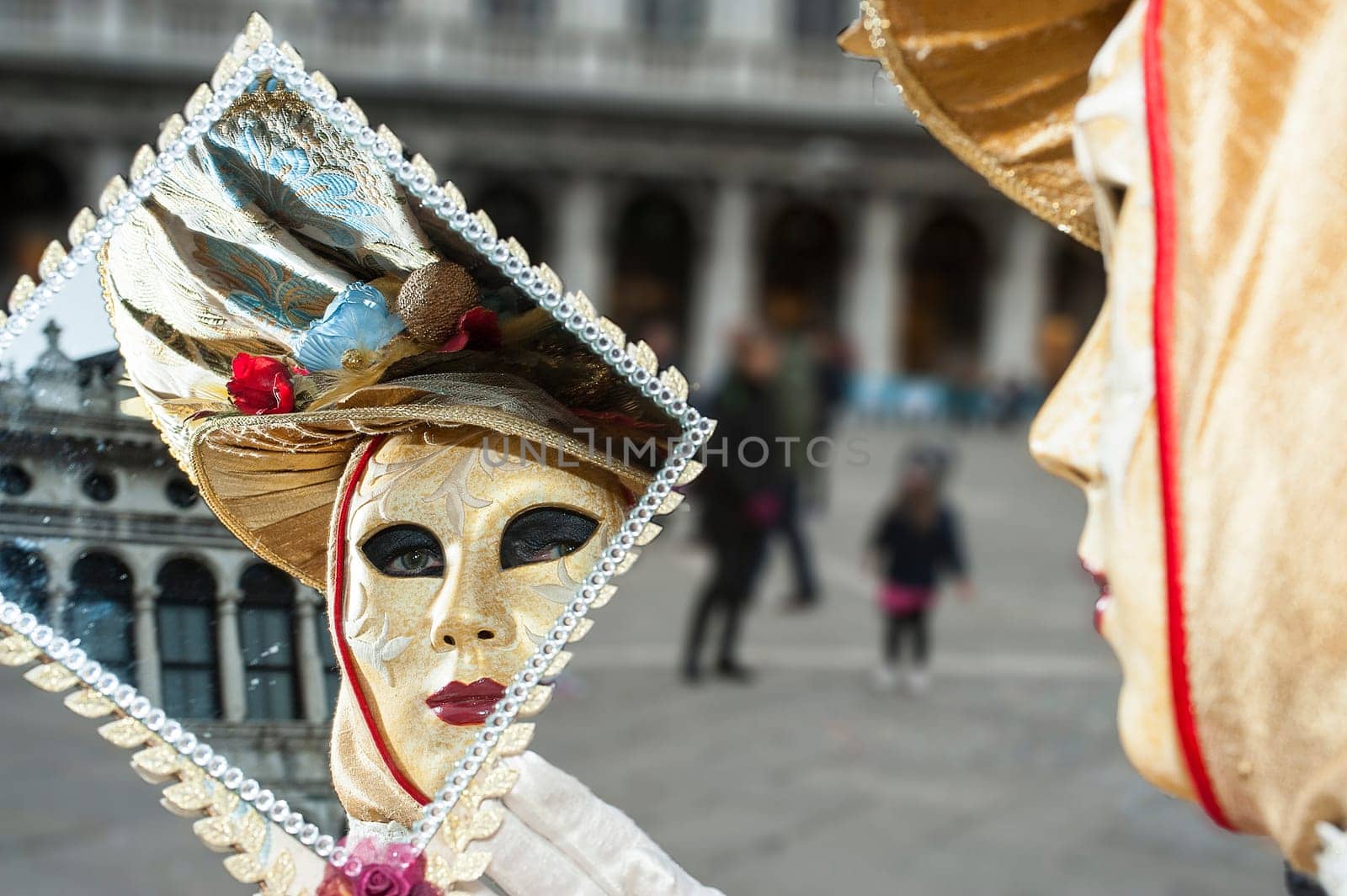 VENICE, ITALY - Febrary 7 2018: The masks of the Venice carnival 2018