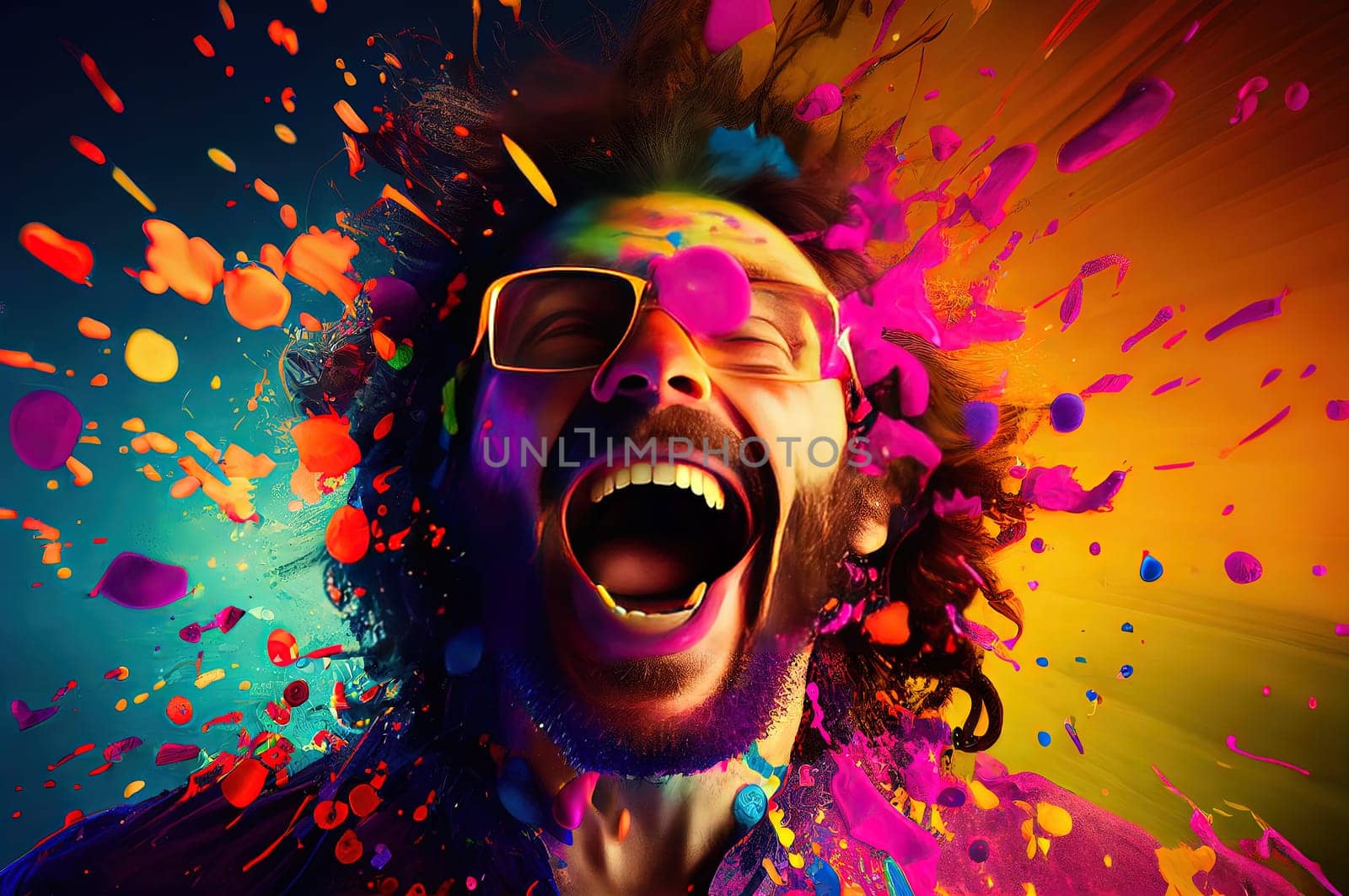 Colourful Retro Hippy Blast of Joy Generative AI Illustration