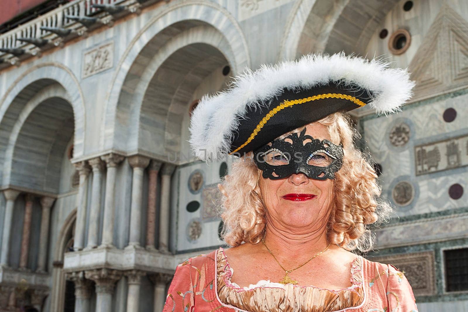 VENICE, ITALY - Febrary 7 2018: The masks of the Venice carnival 2018