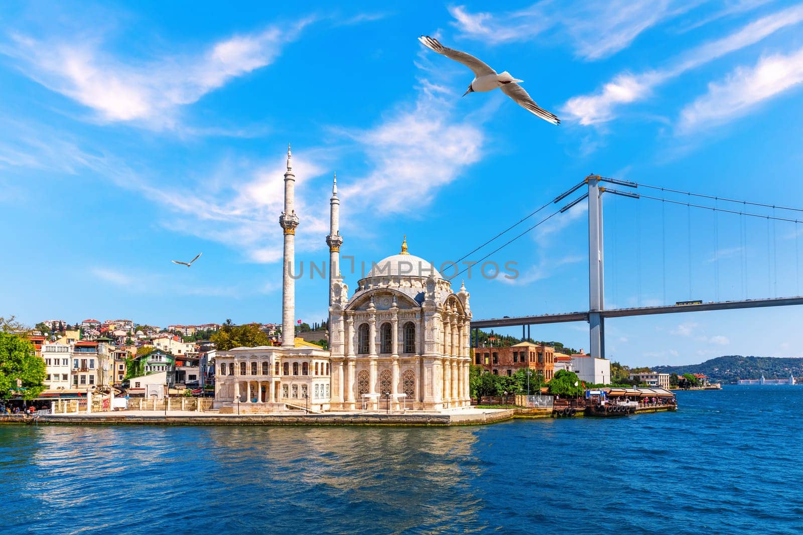 Ortakoy Mosque and a part of the Bosphorus Bridge, Istanbul, Turkey.
