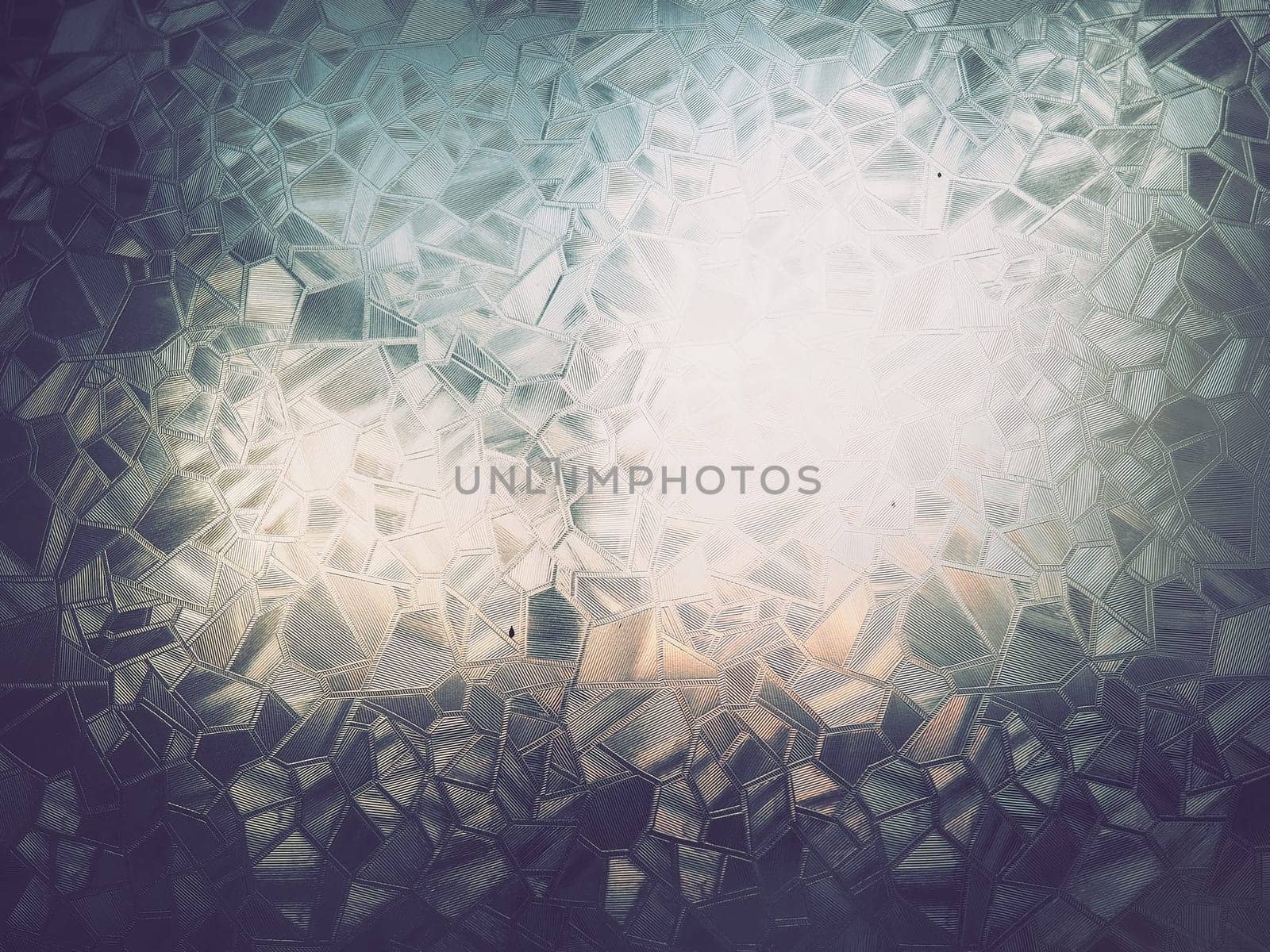 Fluted glass with backlight. Beautiful multicolored refraction of light. Abstract background. Self-adhesive film. Ribbed glass surface. Embossed glass background.