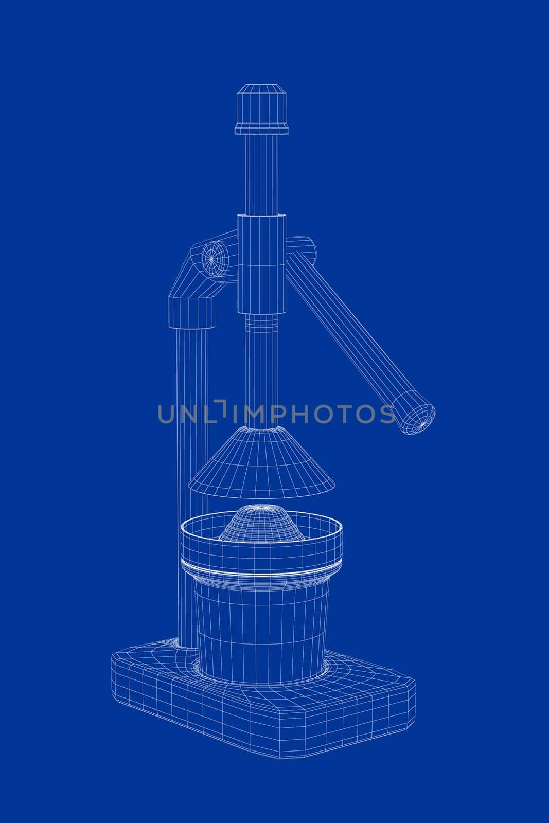 3D wire-frame model of citrus hand press