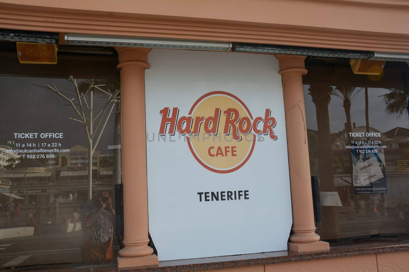 Hard Rock Cafe, Playa de la Americas, Tenerife, Spain August 12, 2022 - A Lettering on shop window