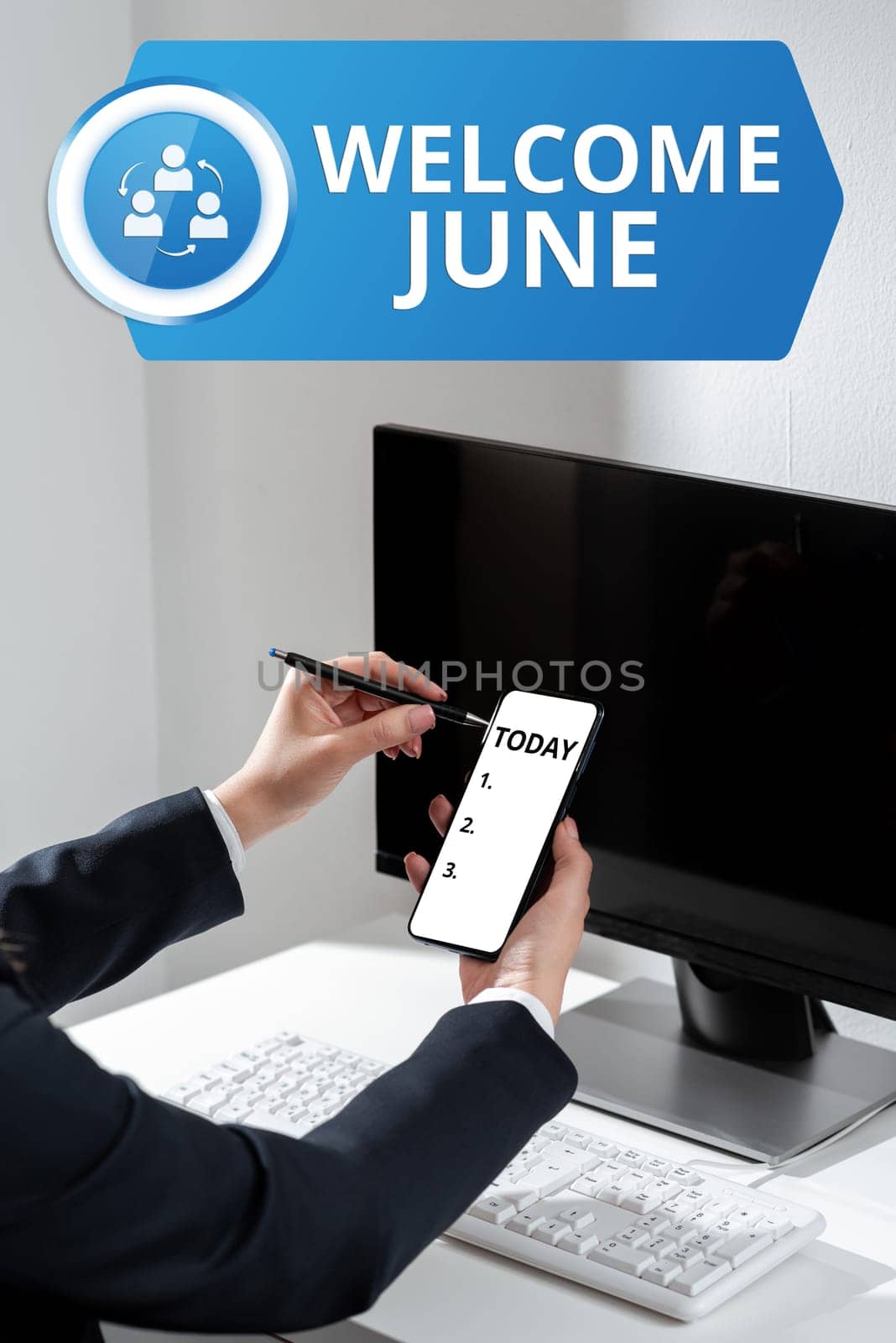 Text sign showing Welcome June, Business idea Calendar Sixth Month Second Quarter Thirty days Greetings